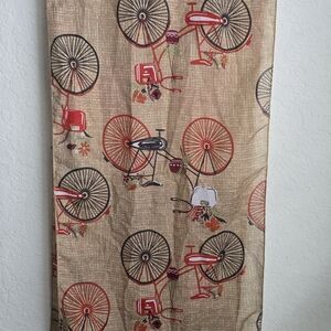 Bicycle Print Scarf in Tan and Red